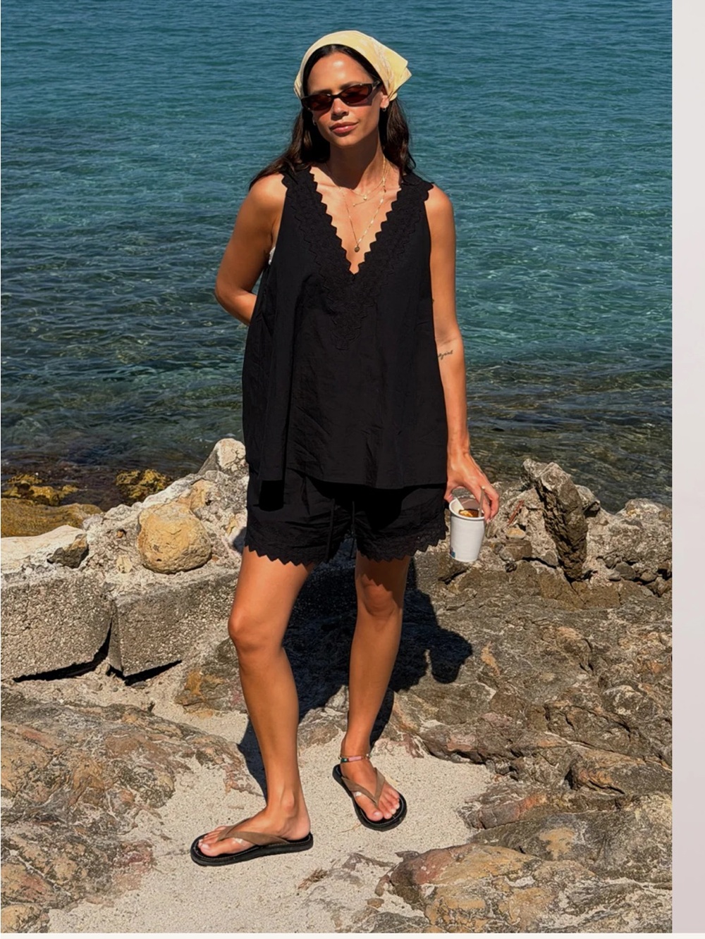DISSH Annabel Black V Neck Top
